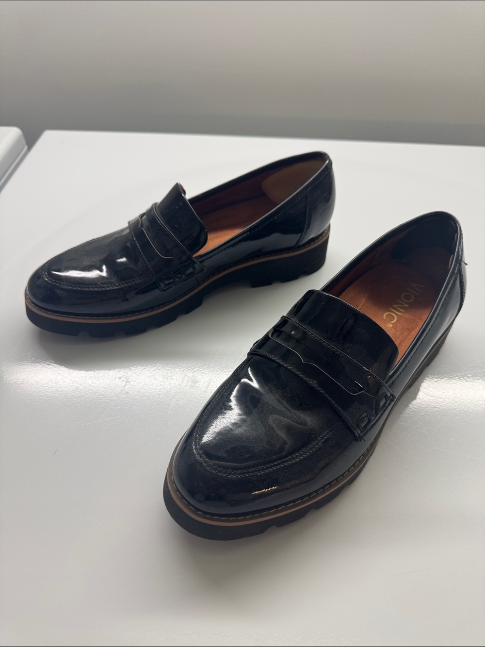 Vionic Black Patent Loafers
